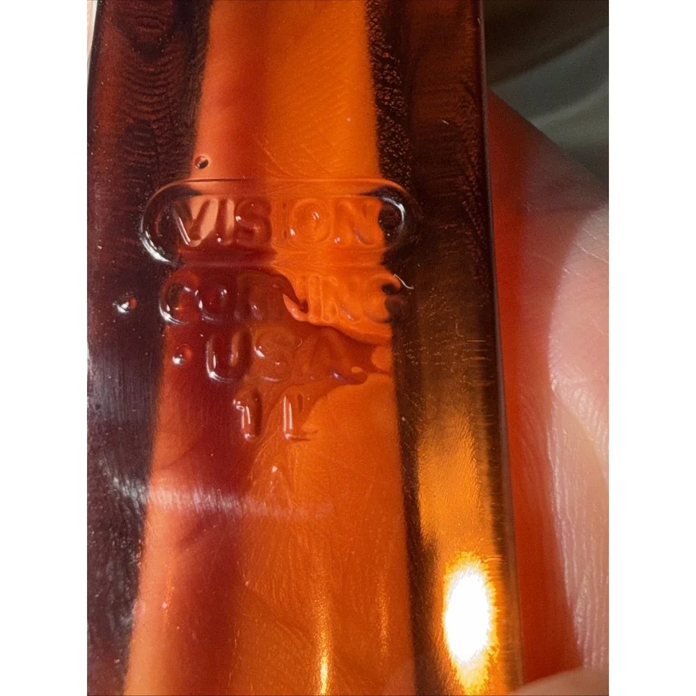 VTG Vision Corning Ware USA 1L Amber Glass Sauce Pan Pot Pour Spout With LID